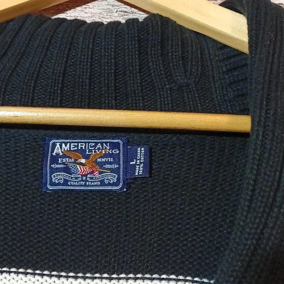 American living cozy wrap v-neck sweater roll collar button crossover closure L - Picture 6 of 15